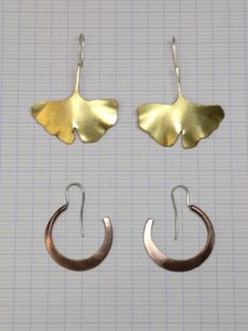 two pairs of Metal earrings with different designs